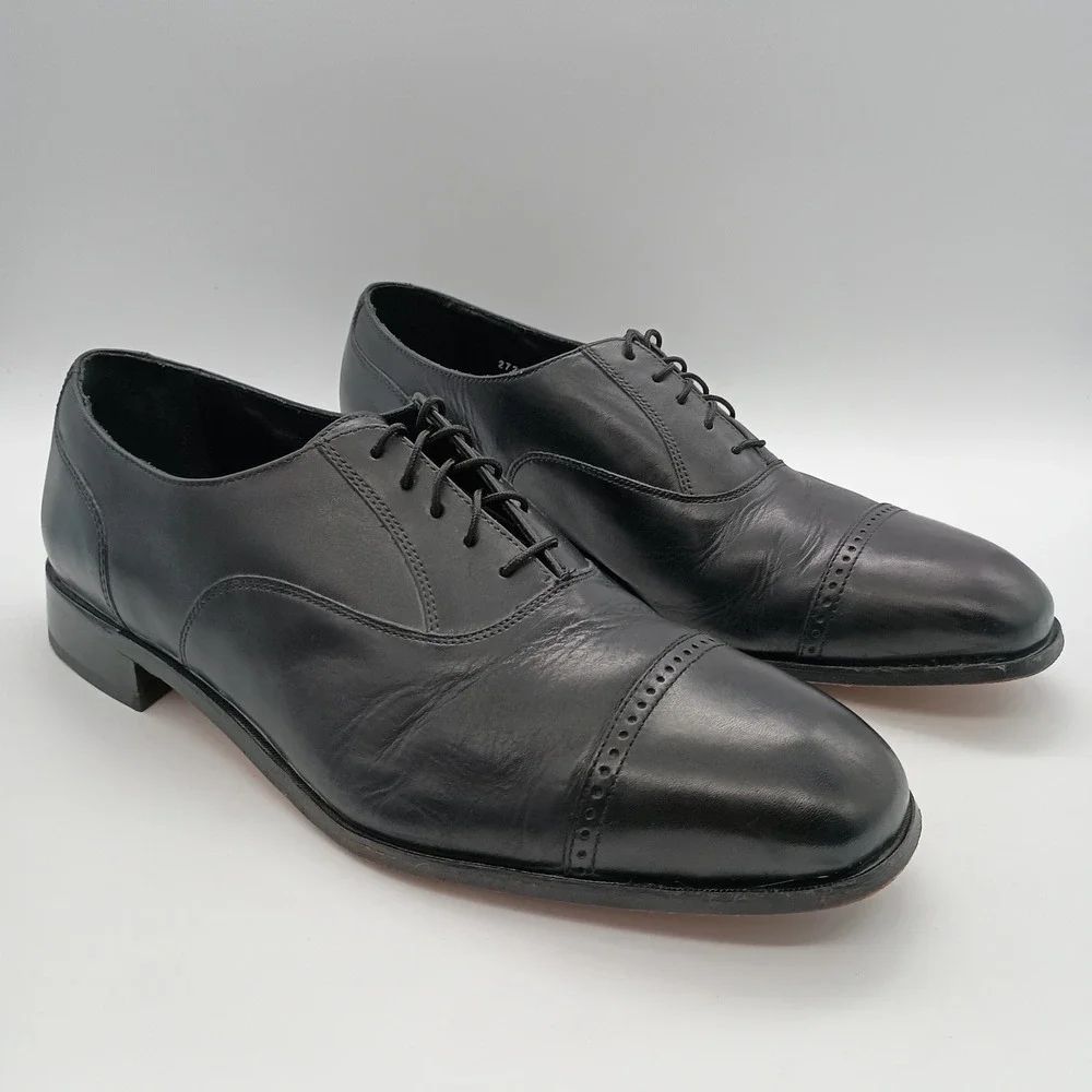 Florsheim Mens Black Leather Cap Toe Oxford Dress Shoes Size 13 D